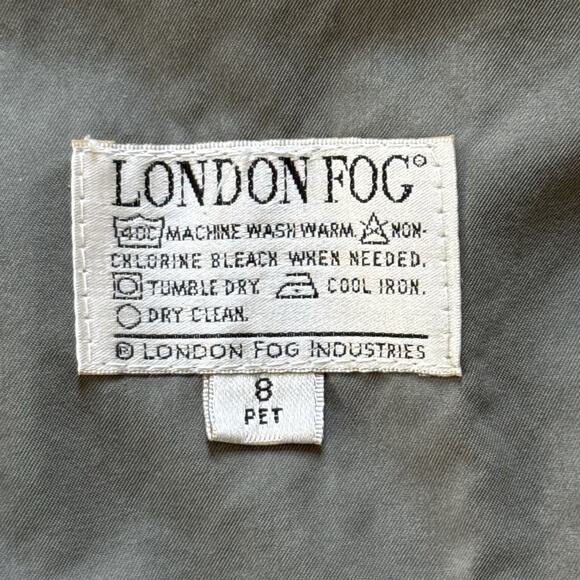 Vintage London Fog Trench Coat 8P Gray Suede Feel Zip Liner Belted Shoulder Pads - Picture 11 of 11